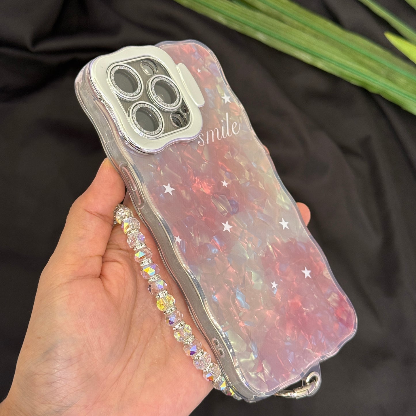 Fancy Camera Stand Case with Charms for iPhone 16 Pro Max