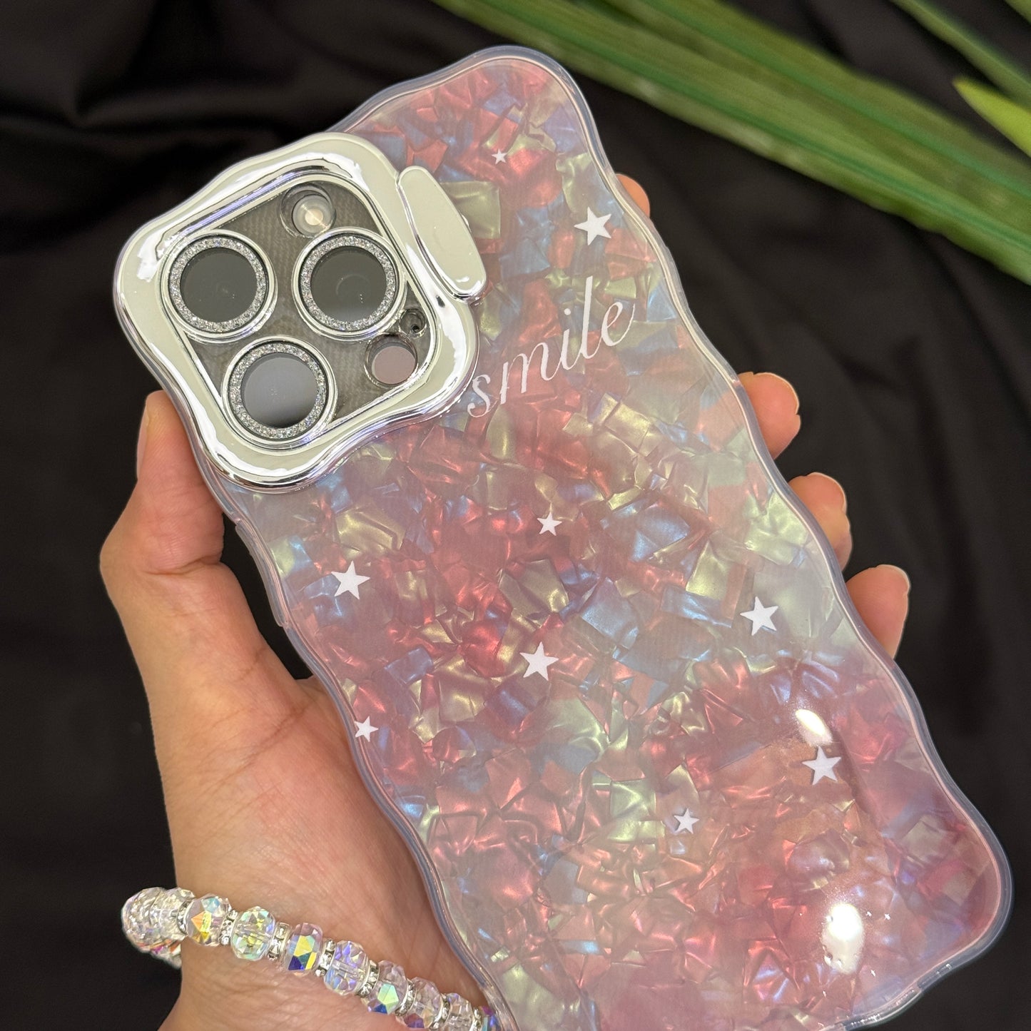 Fancy Camera Stand Case with Charms for iPhone 16 Pro Max