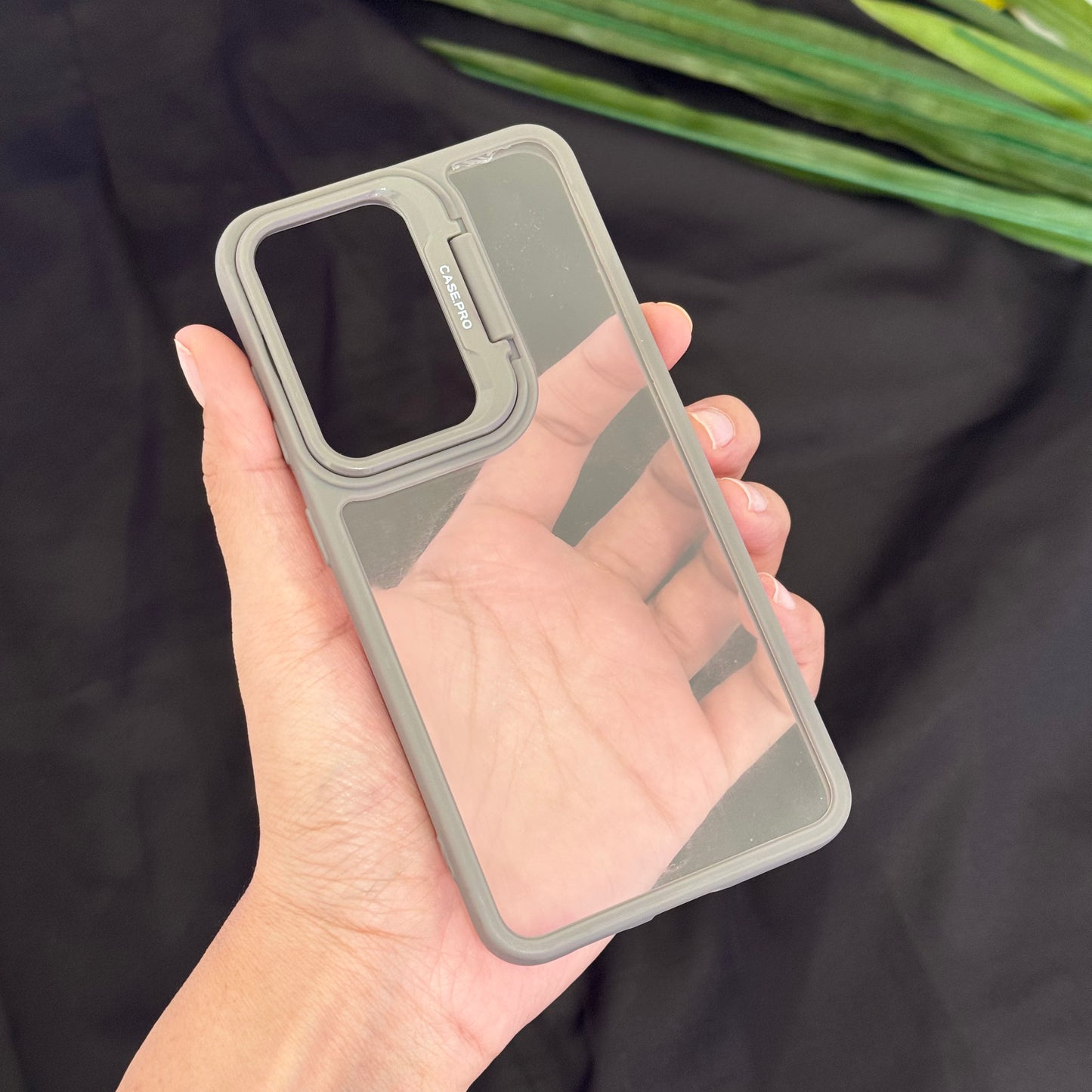 Anti yellow Transparent Case with Camera Ring Stand for Samsung Galaxy S24 Ultra