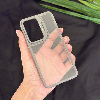 Anti yellow Transparent Case with Camera Ring Stand for Samsung Galaxy S24 Ultra