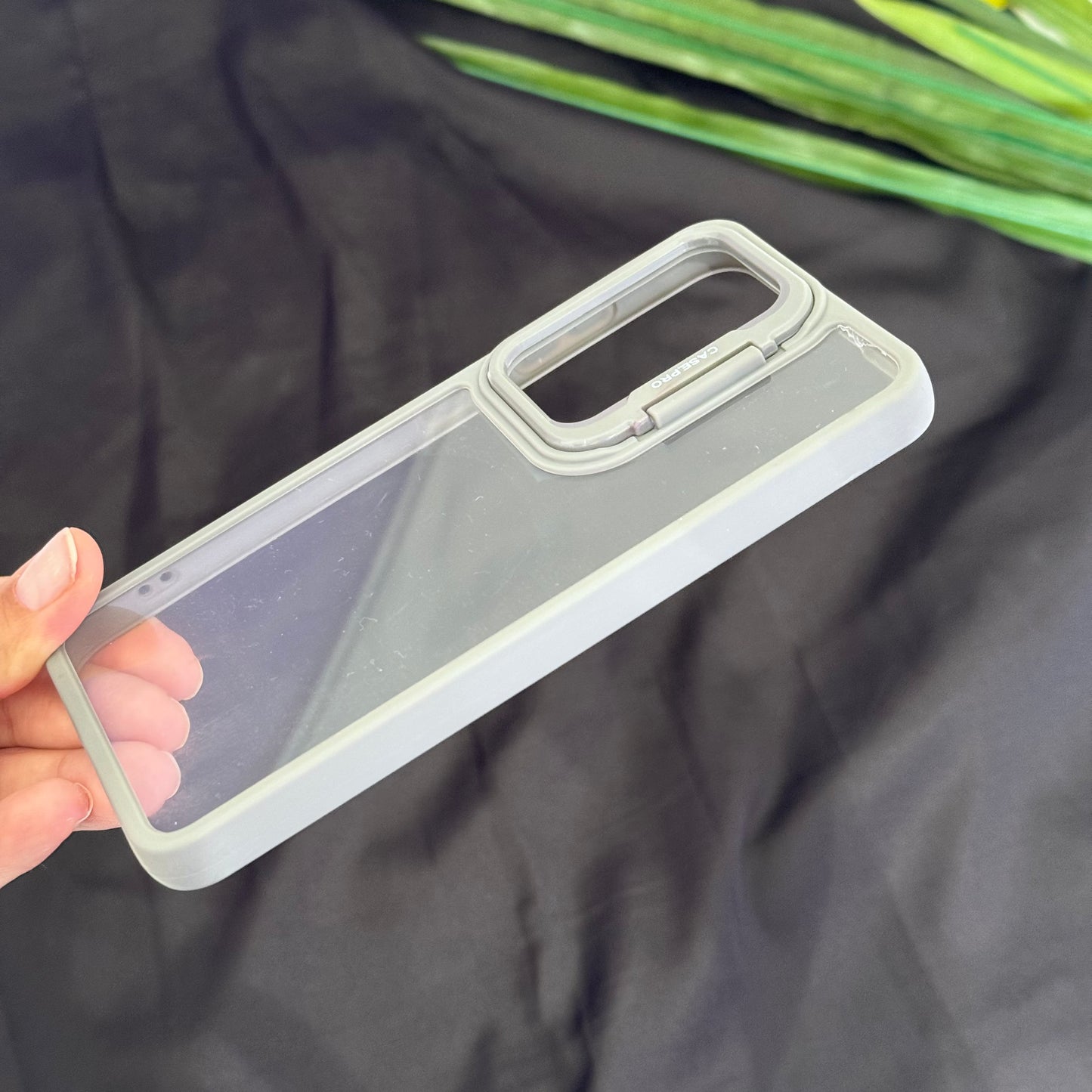 Anti yellow Transparent Case with Camera Ring Stand for Samsung Galaxy S24 Ultra