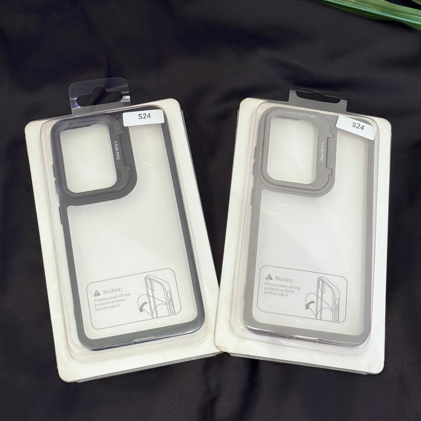 Anti yellow Transparent Case with Camera Ring Stand for Samsung Galaxy S24 Ultra