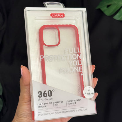Coblue Anti Yellow Transparent case with Colorful side borders for iPhone 12 Mini