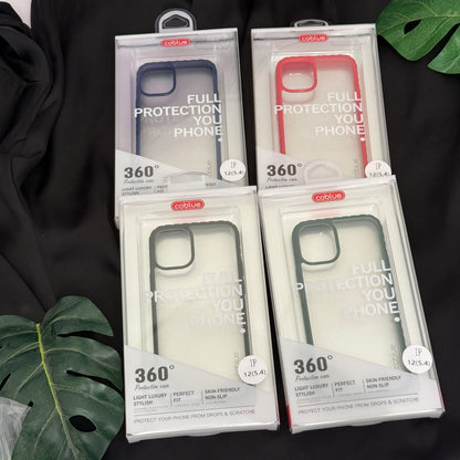 Coblue Anti Yellow Transparent case with Colorful side borders for iPhone 12 Mini