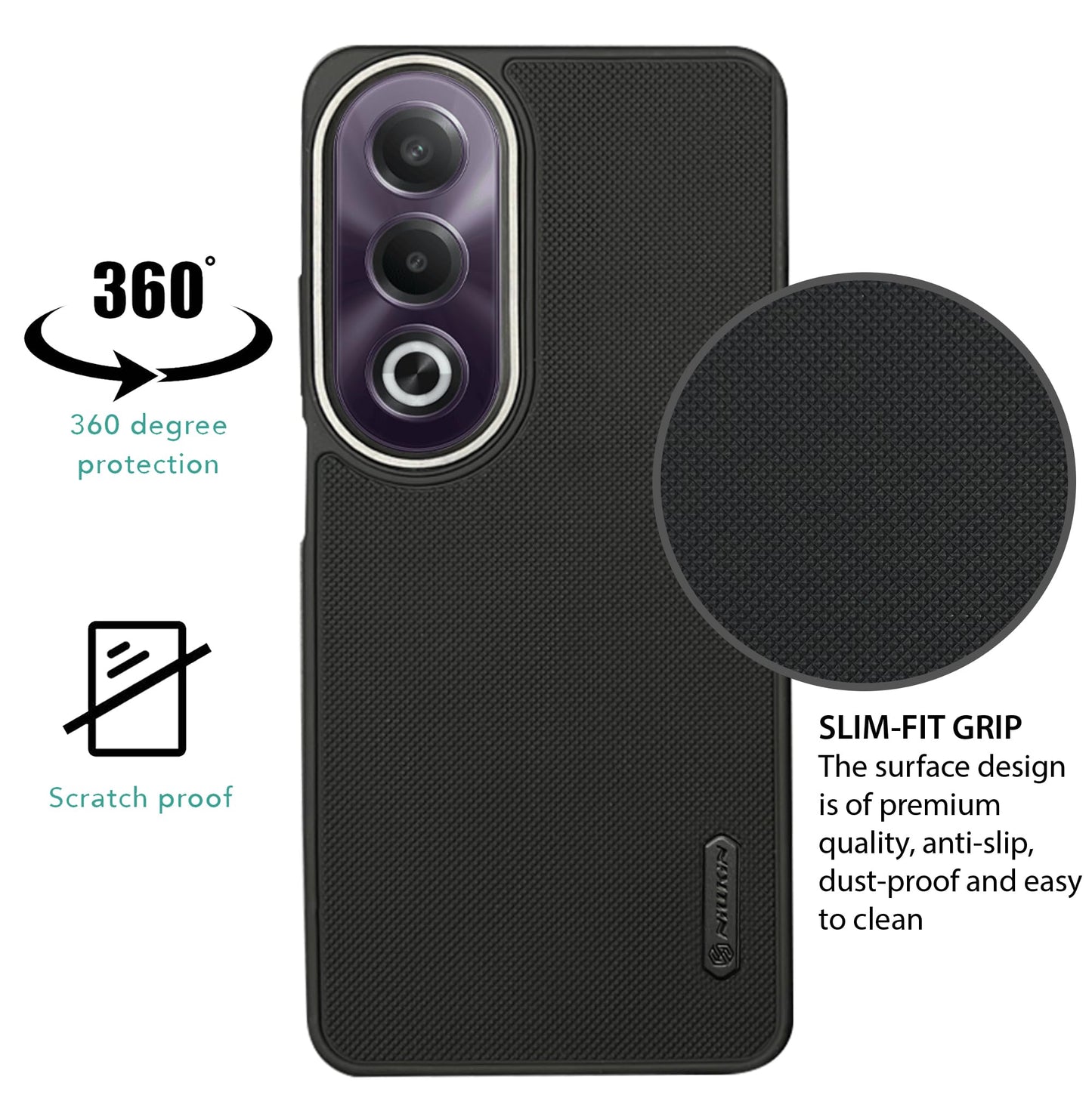 NIUKIN Super Frosted Dotted Case with Camera Ring for Oppo K12x
