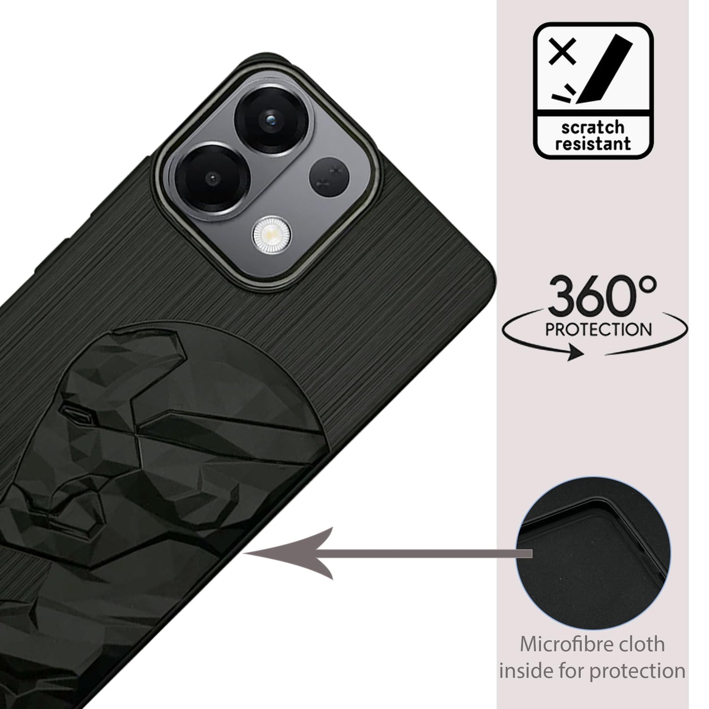 IR Superhero Side Face Prism Case with Metallic Camera Ring for Oppo K13