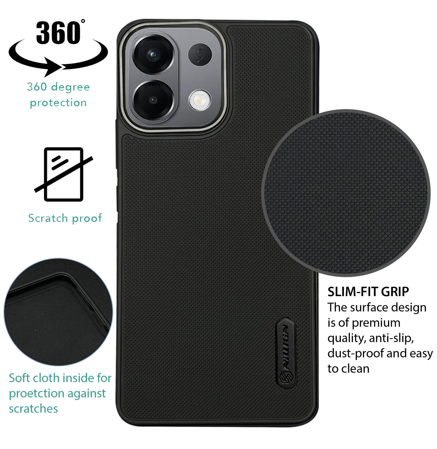 NIUKIN Super Frosted Dotted Case with Camera Ring for Oppo K13