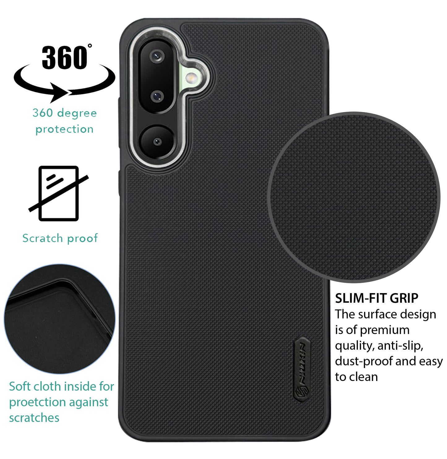 NIUKIN Super Frosted Dotted Case with Camera Ring for Samsung M16