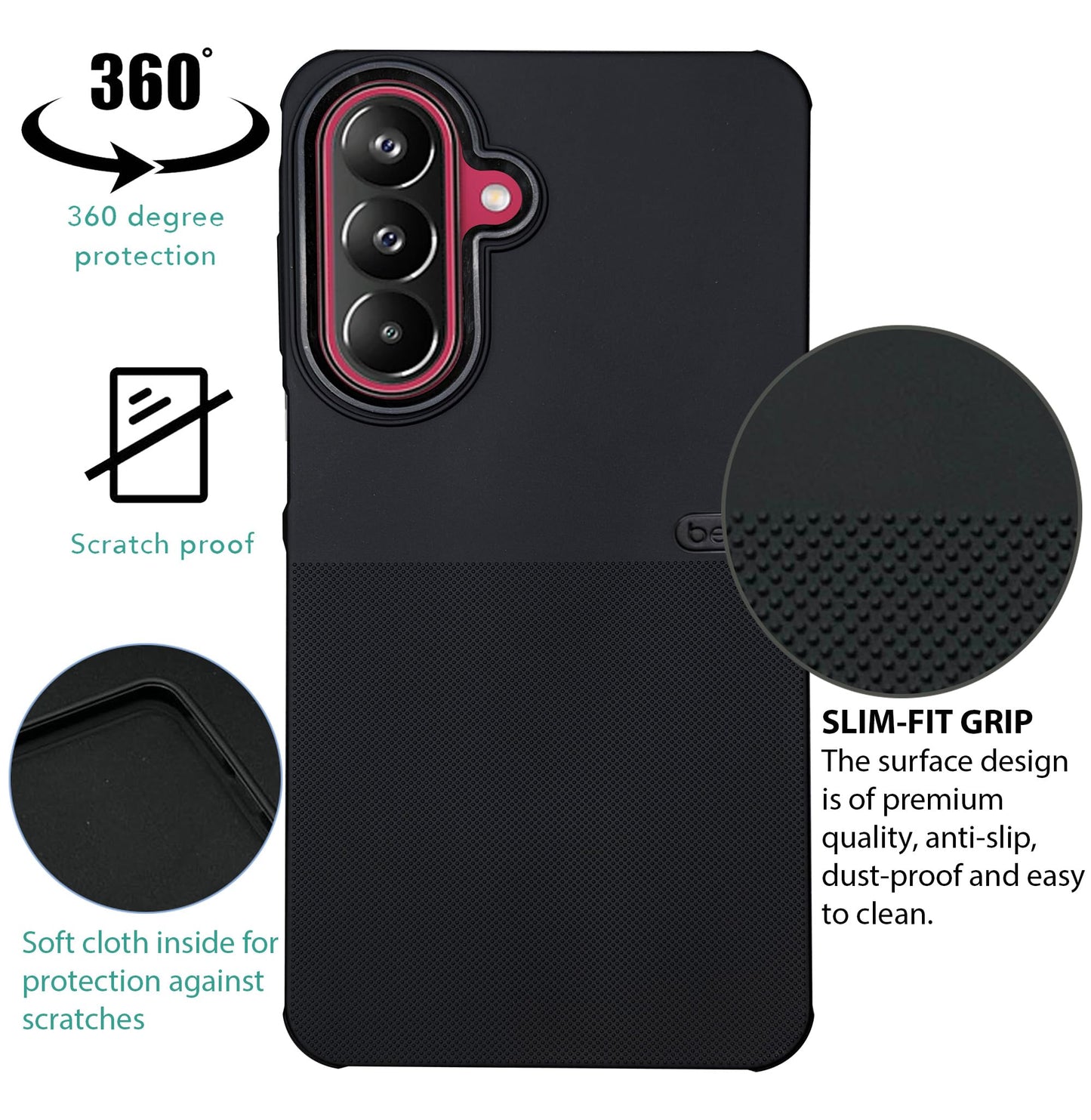 BEOTS Rugged back case with Camera Ring for Samsung Galaxy M47