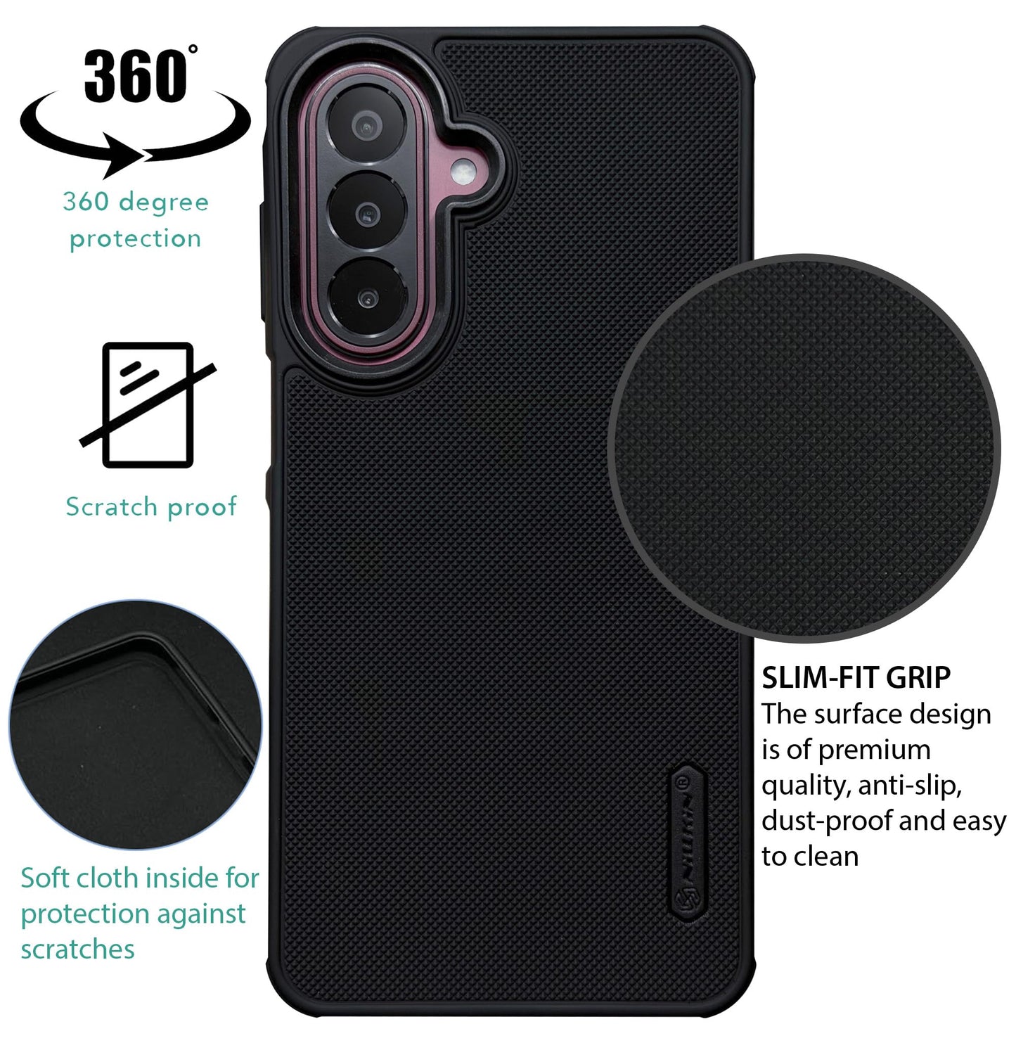 NIUKIN Super Frosted Dotted Case with Camera Ring for Samsung Galaxy M47