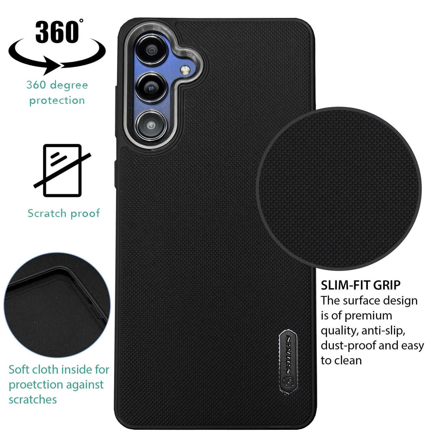 NIUKIN Super Frosted Dotted Case with Camera Ring for Samsung M55