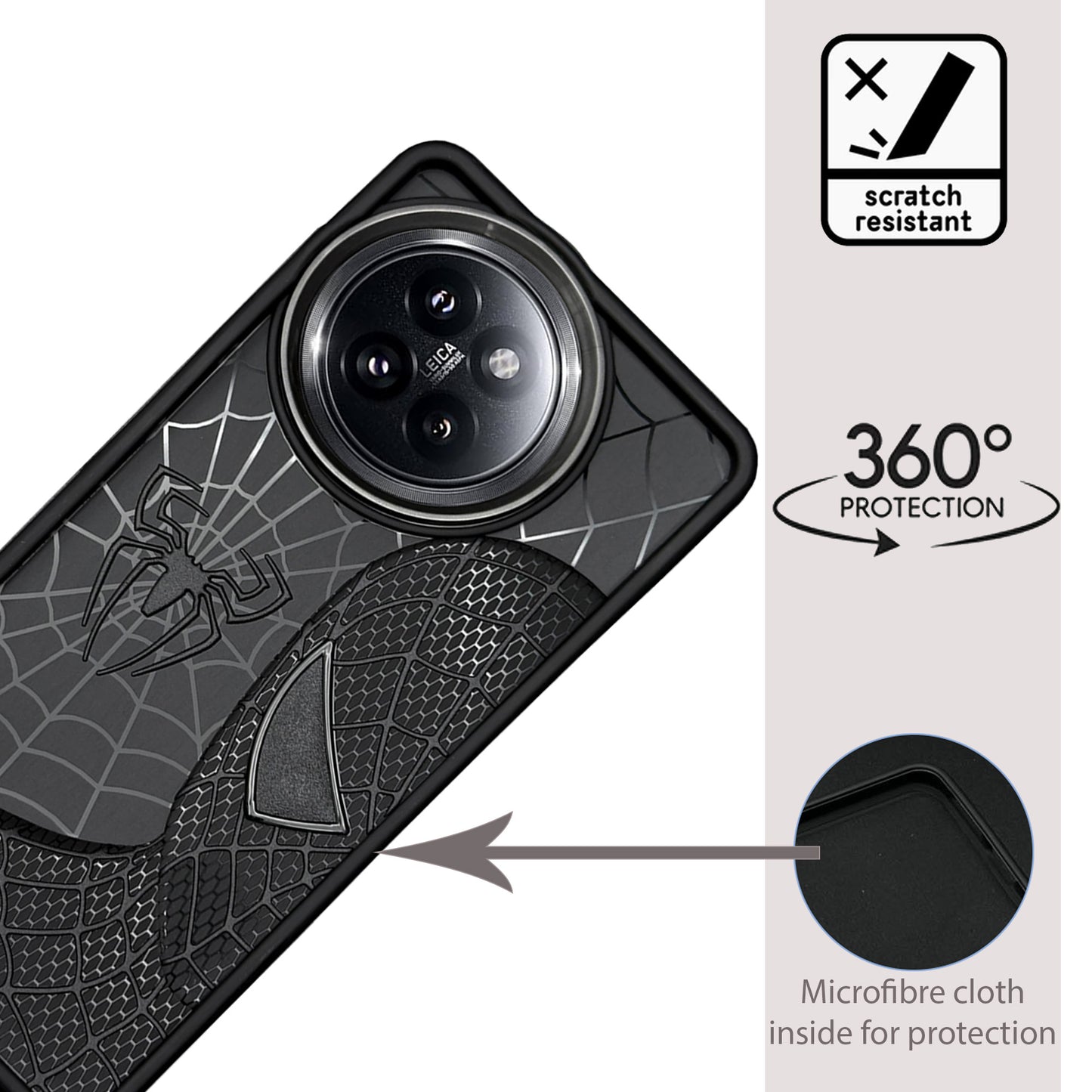 Sp Superhero Web Case with Metallic Camera Ring for Redmi 14 CIVI(5G)