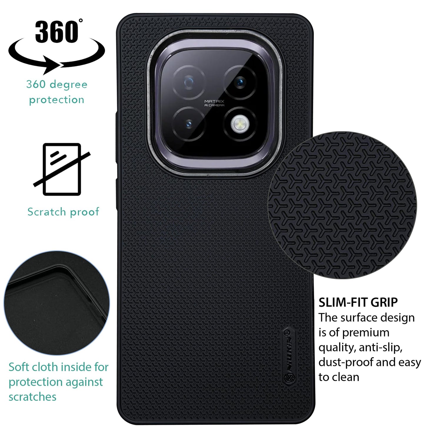 Niukin Grip Guard Back Case with Camera Ring for Realme Narzo 70 Turbo