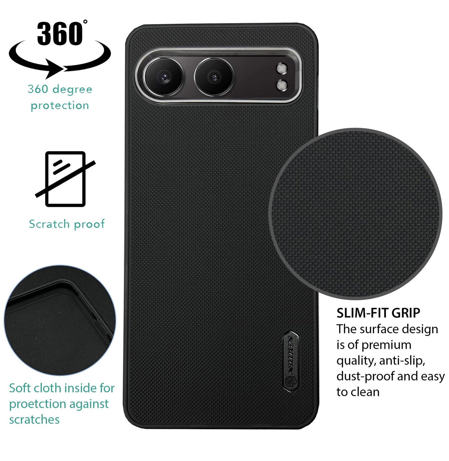 NIUKIN Super Frosted Dotted Case with Camera Ring for Oneplus Nord 4