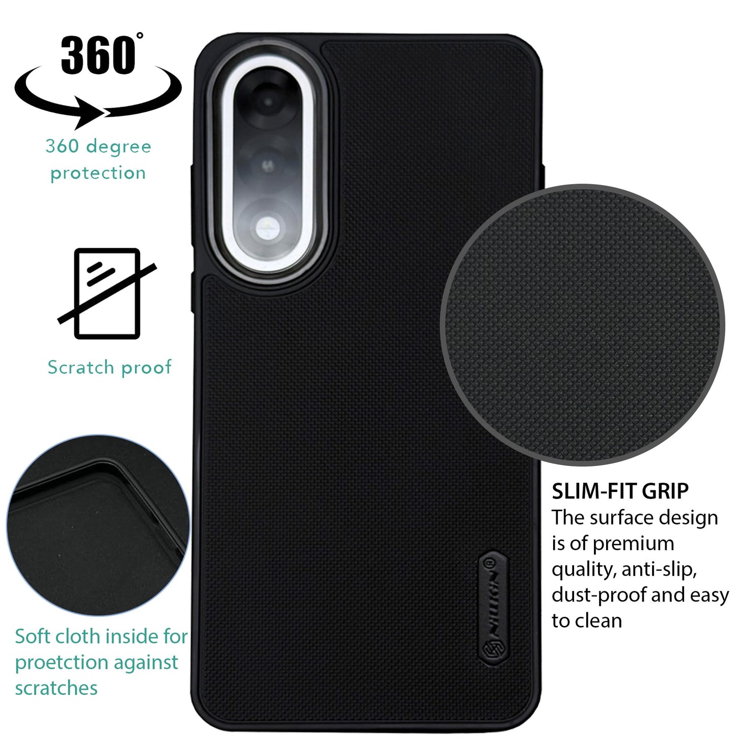NIUKIN Super Frosted Dotted Case with Camera Ring for Oneplus Nord 5