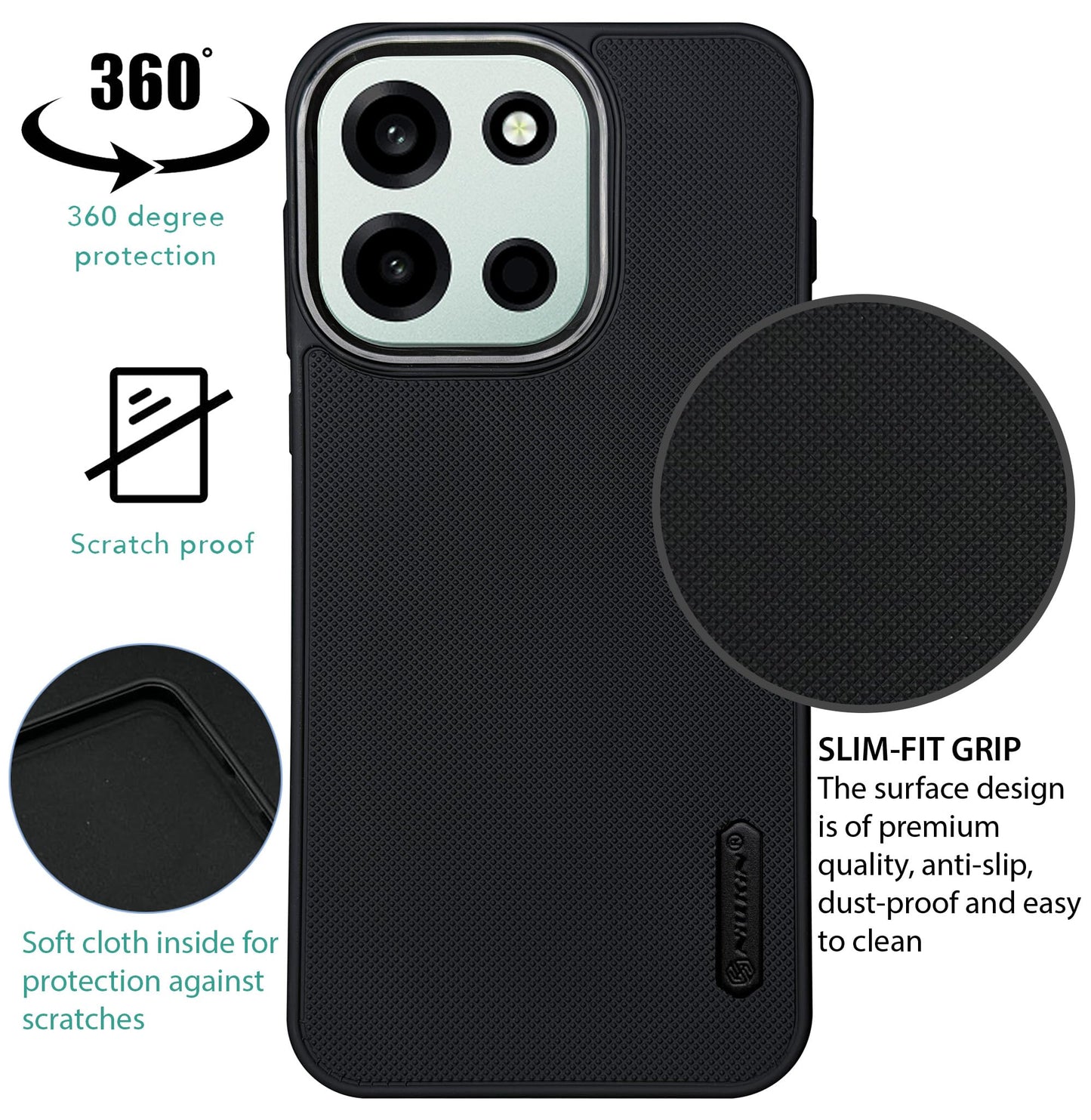 NIUKIN Super Frosted Dotted Case with Camera Ring for Oneplus Nord 6