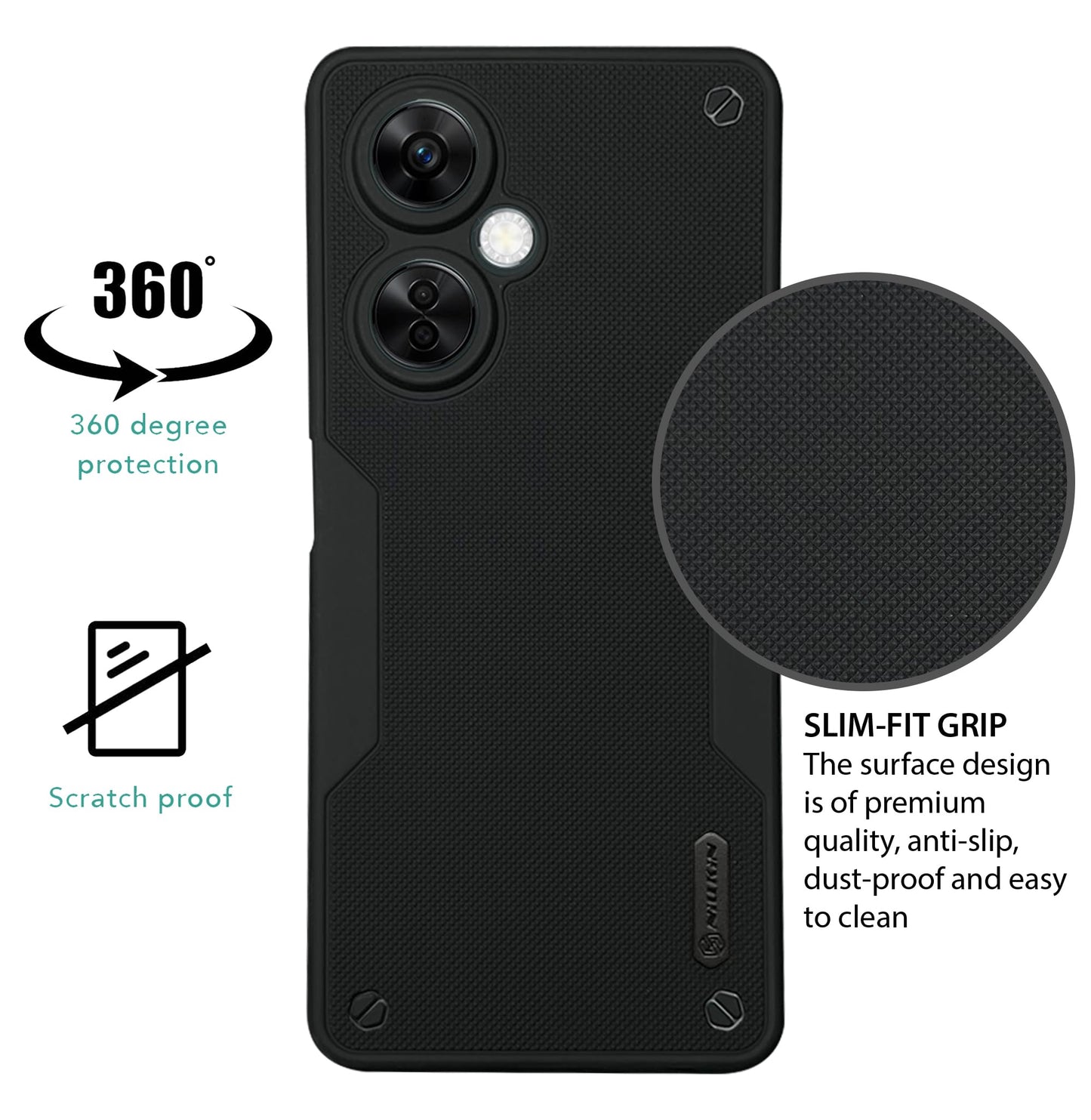 NIUKIN Super Frosted Pro Shield Dotted Case for Oneplus Nord CE 3 Lite