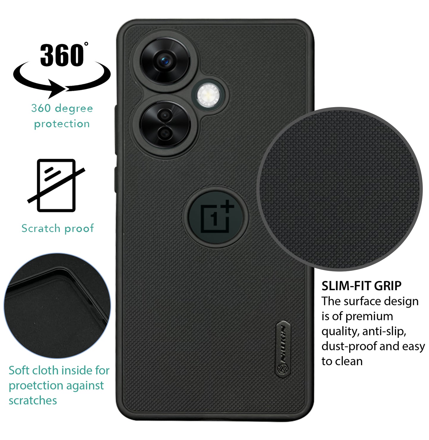 NIUKIN Super Frosted Dotted Case for Oneplus Nord CE 3