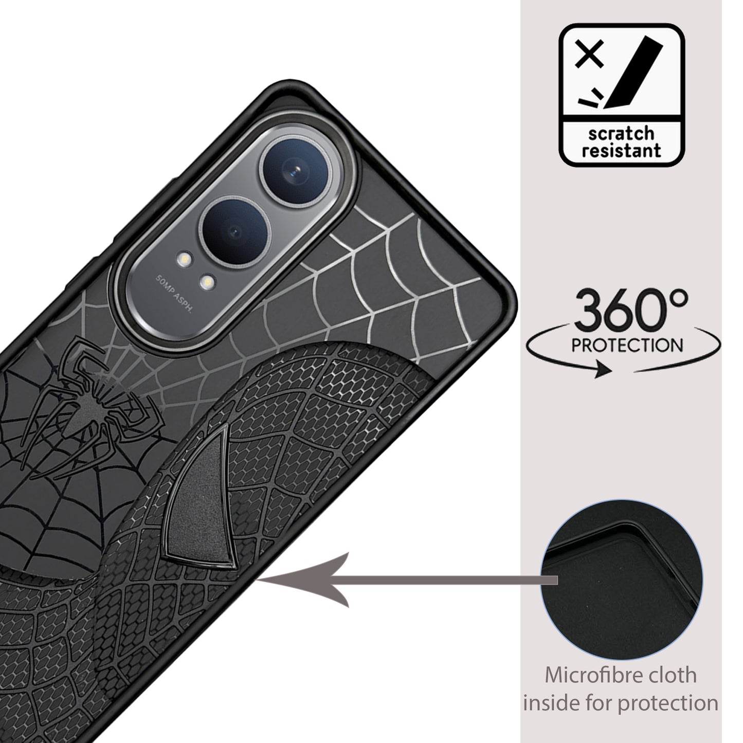 Sp Superhero Web Case with Metallic Camera Ring for Oneplus Nord CE 4 Lite(5G)