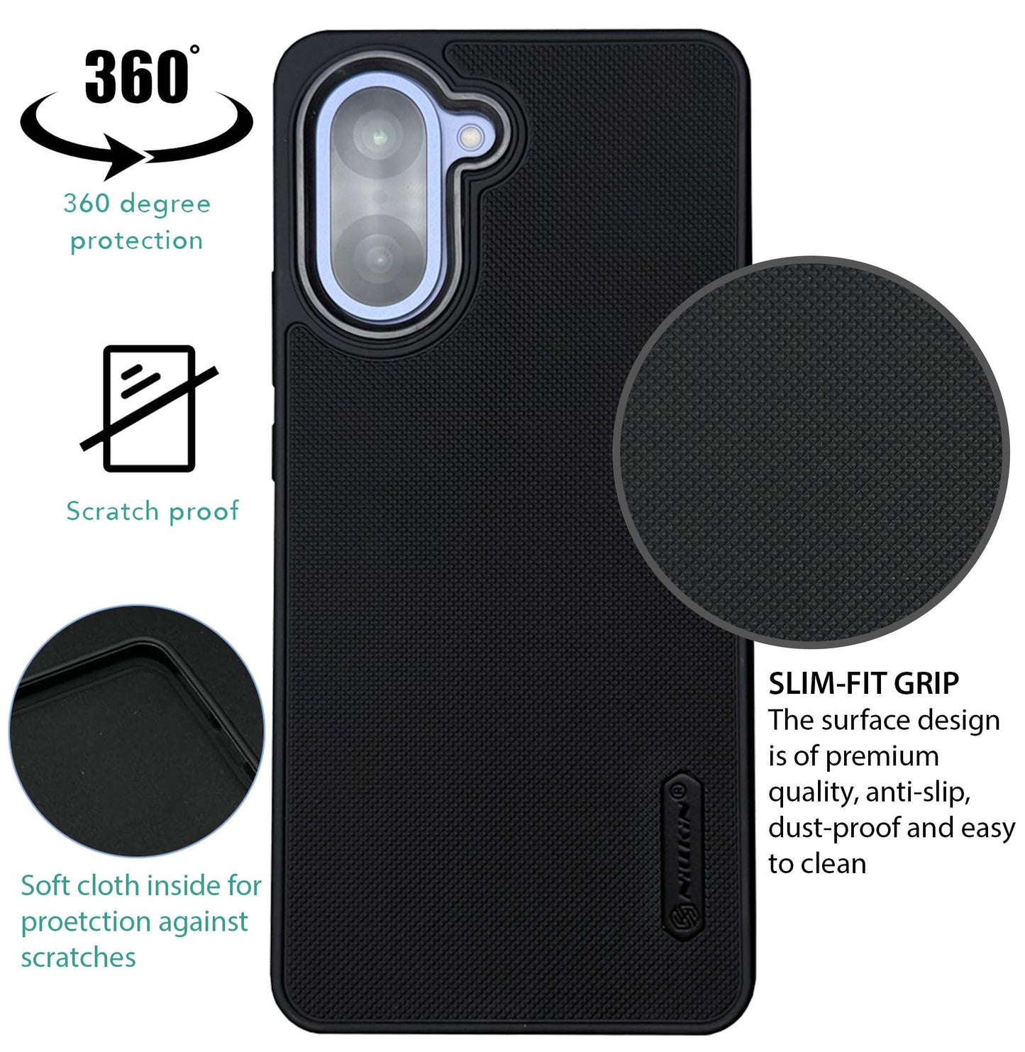NIUKIN Super Frosted Dotted Case with Camera Ring for Oneplus Nord CE 5