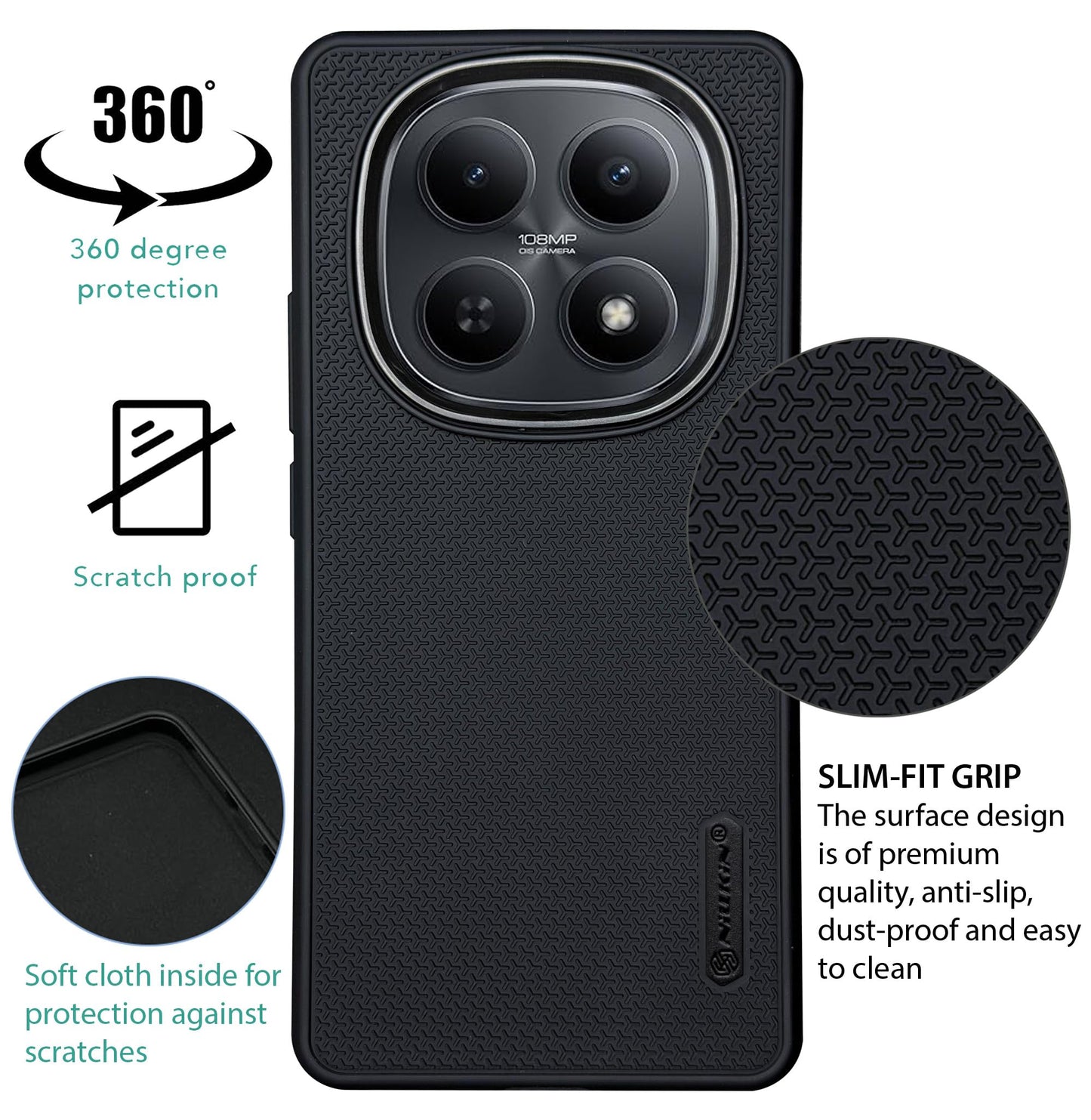 Niukin Grip Guard Back Case with Camera Ring for Xiaomi Note 15
