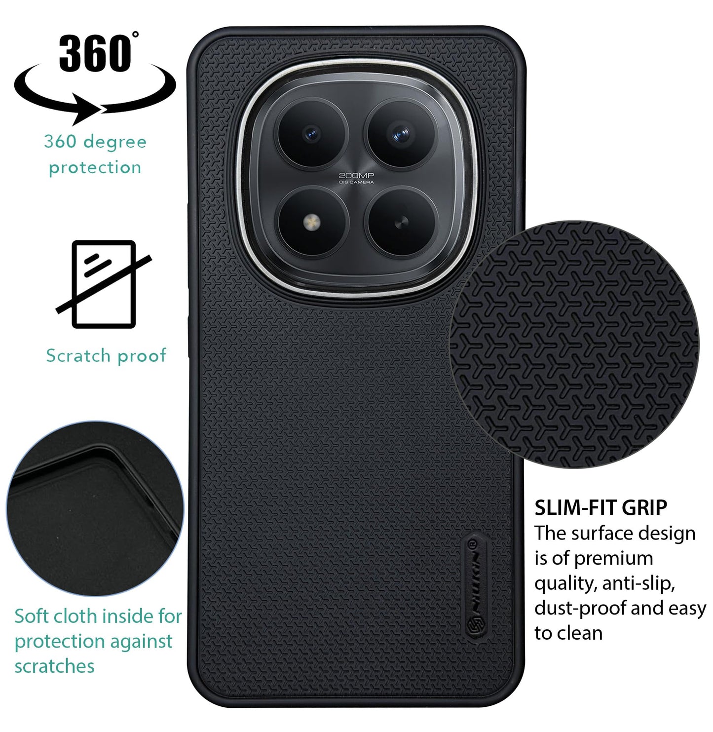 Niukin Grip Guard Back Case with Camera Ring for Xiaomi Note 15 Pro Plus