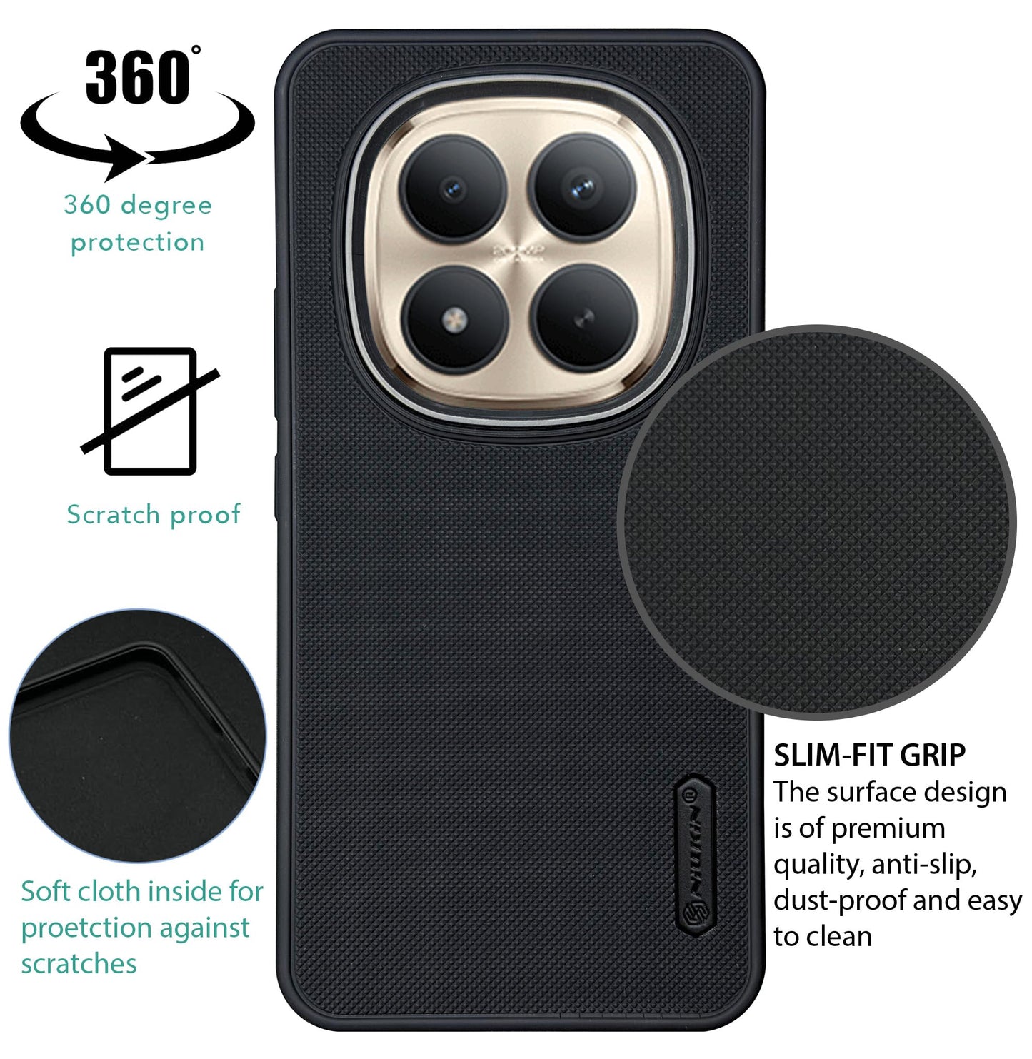 NIUKIN Super Frosted Dotted Case with Camera Ring for Xiaomi Note 15 Pro Plus