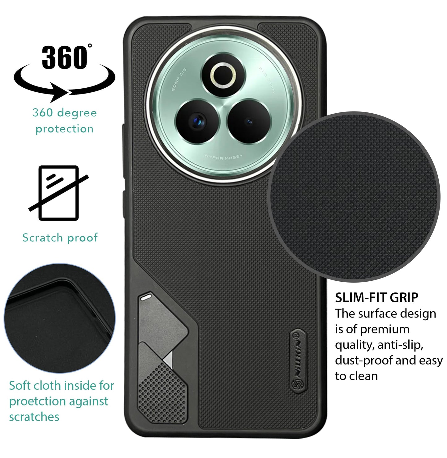 NIUKIN Fancy Super Frosted Dotted Case with Camera Ring for Realme P3 Pro