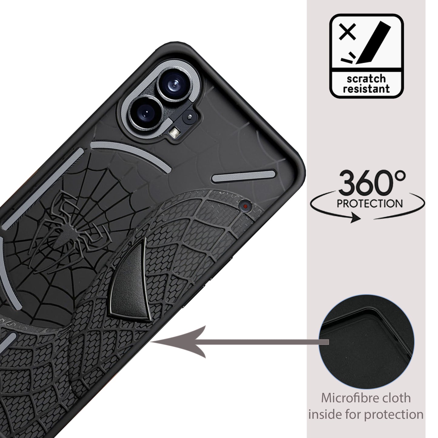 Sp Superhero Web Case with Metallic Camera Ring for Nothing Phone 1
