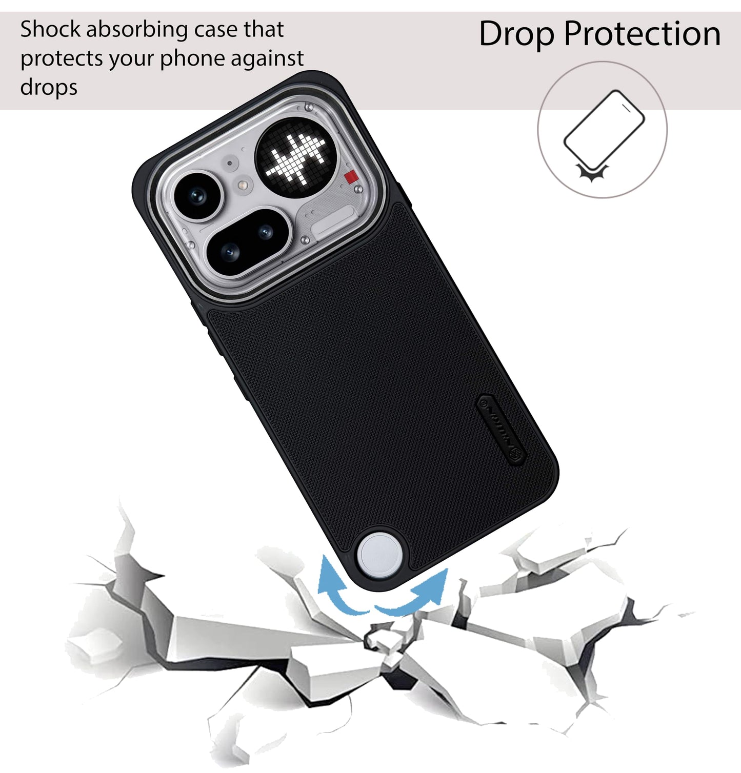 NIUKIN Super Frosted Dotted Case with Camera Ring for Nothing Phone 4A Pro