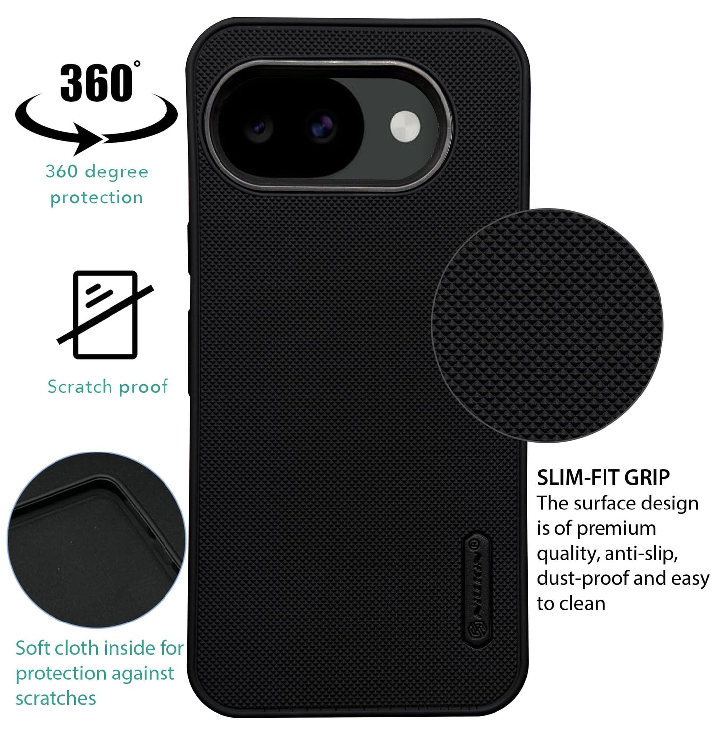 NIUKIN Super Frosted Dotted Case with Camera Ring for Google Pixel 10A