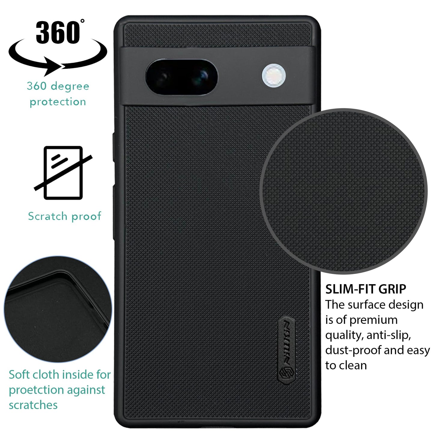 NIUKIN Super Frosted Dotted Case for Google Pixel 7A