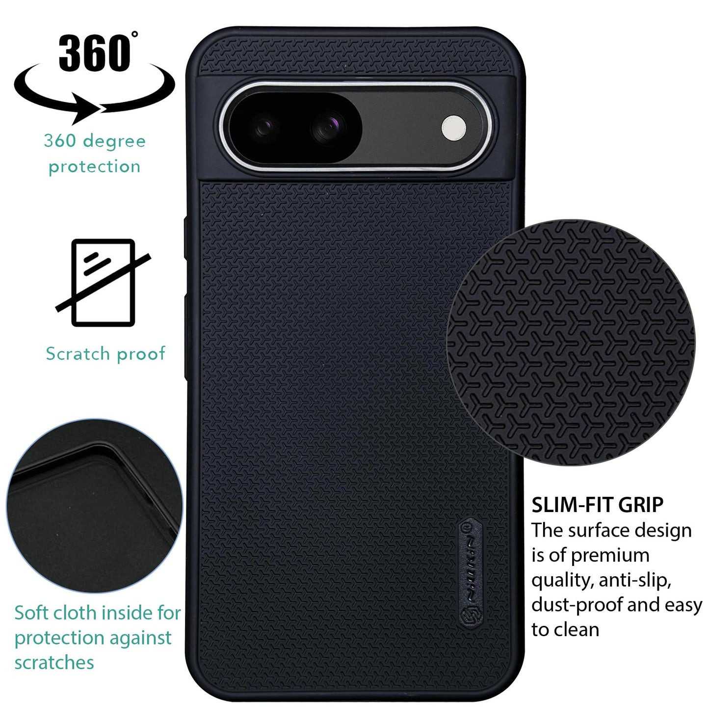 Niukin Grip Guard Back Case with Camera Ring for Google Pixel 8A