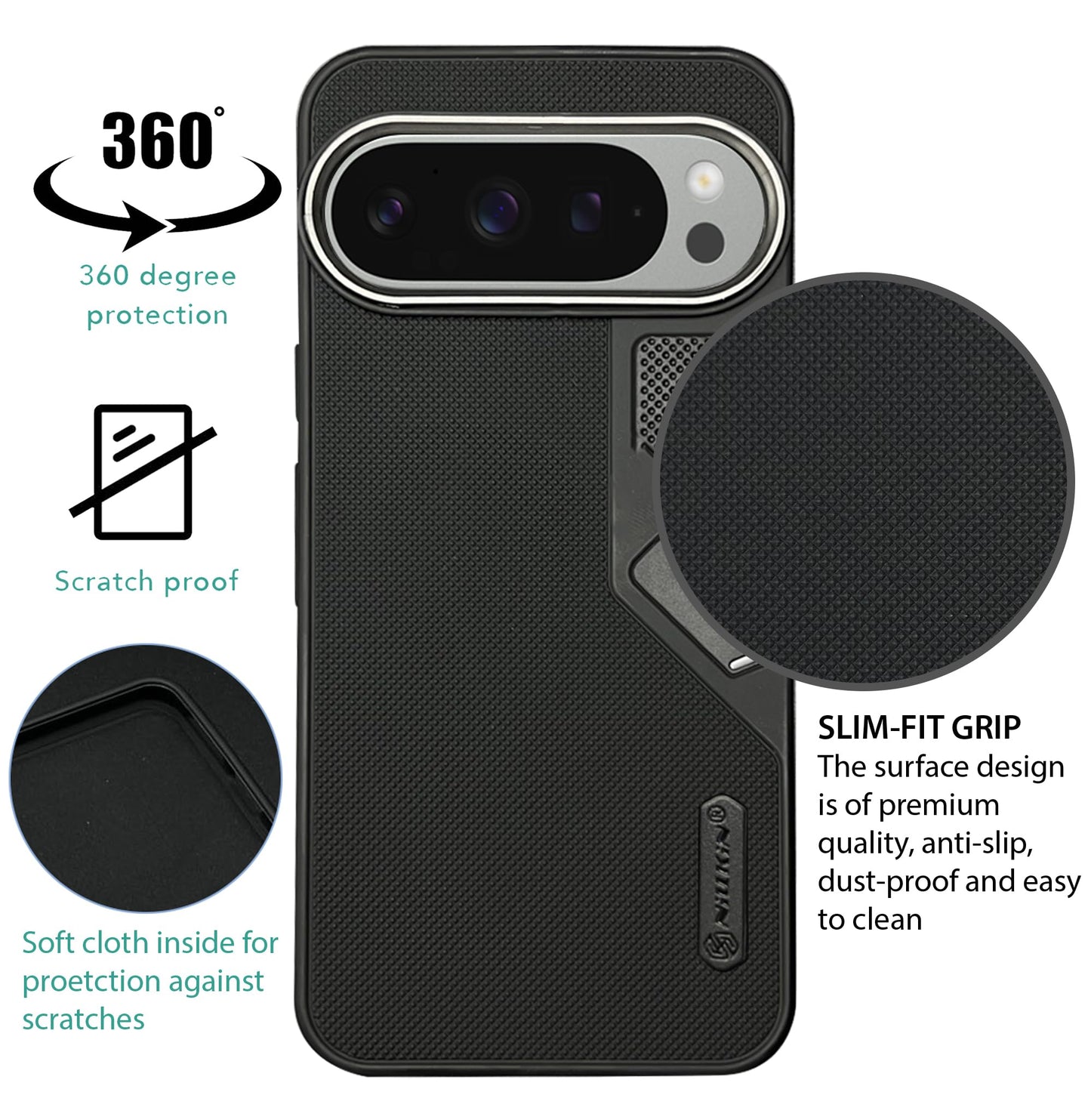 NIUKIN Fancy Super Frosted Dotted Case with Camera Ring for Google Pixel 9 Pro