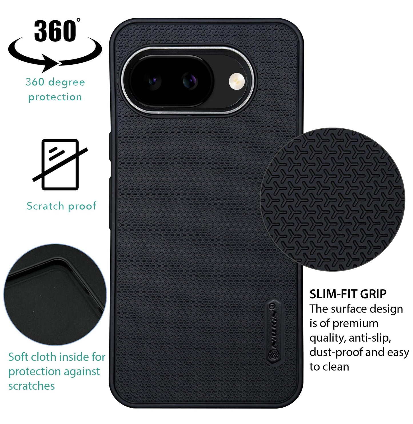 Niukin Grip Guard Back Case with Camera Ring for Google Pixel 9A