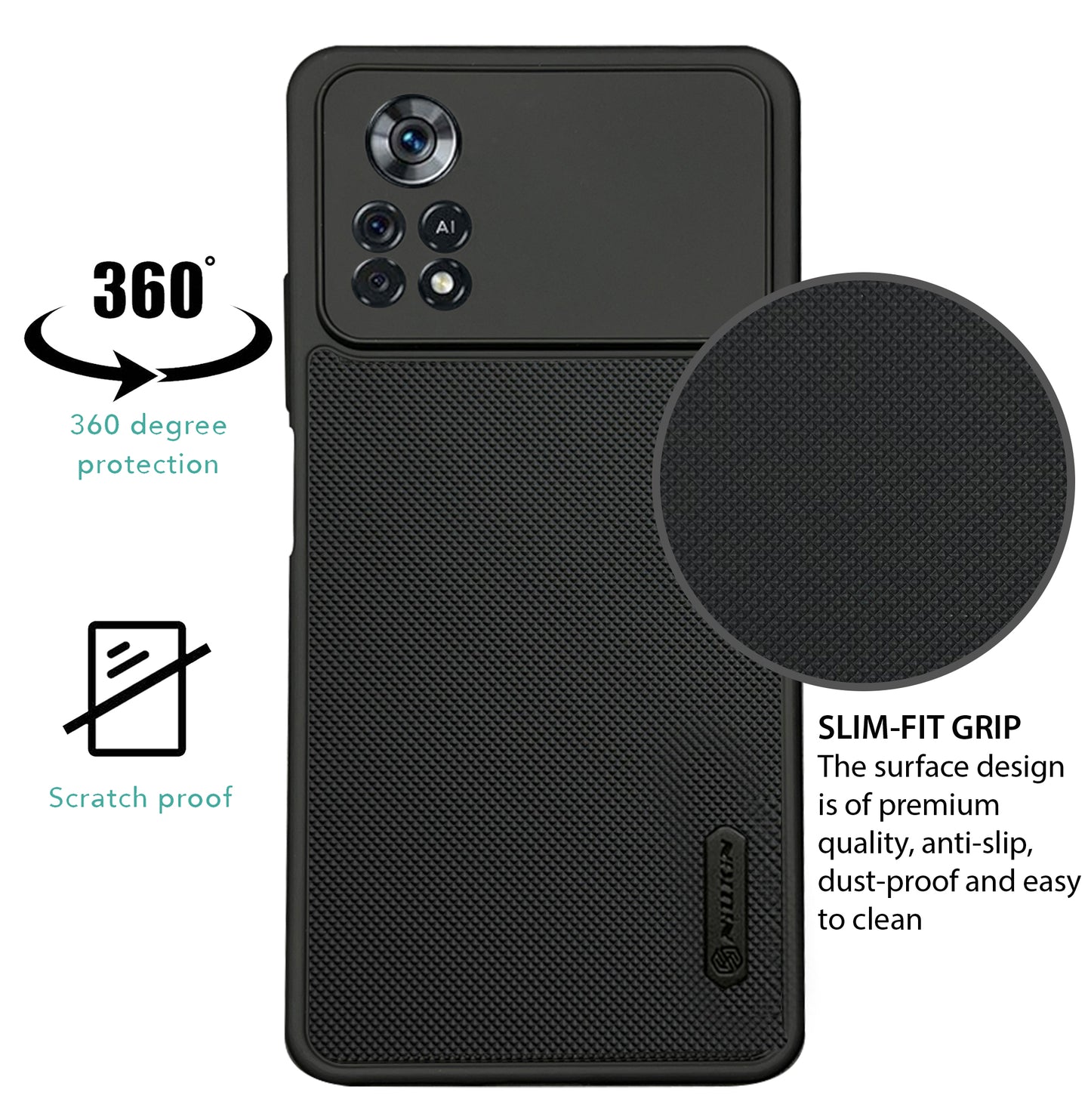 NIUKIN Super Frosted Dotted Case for Xiaomi Poco X4 Pro