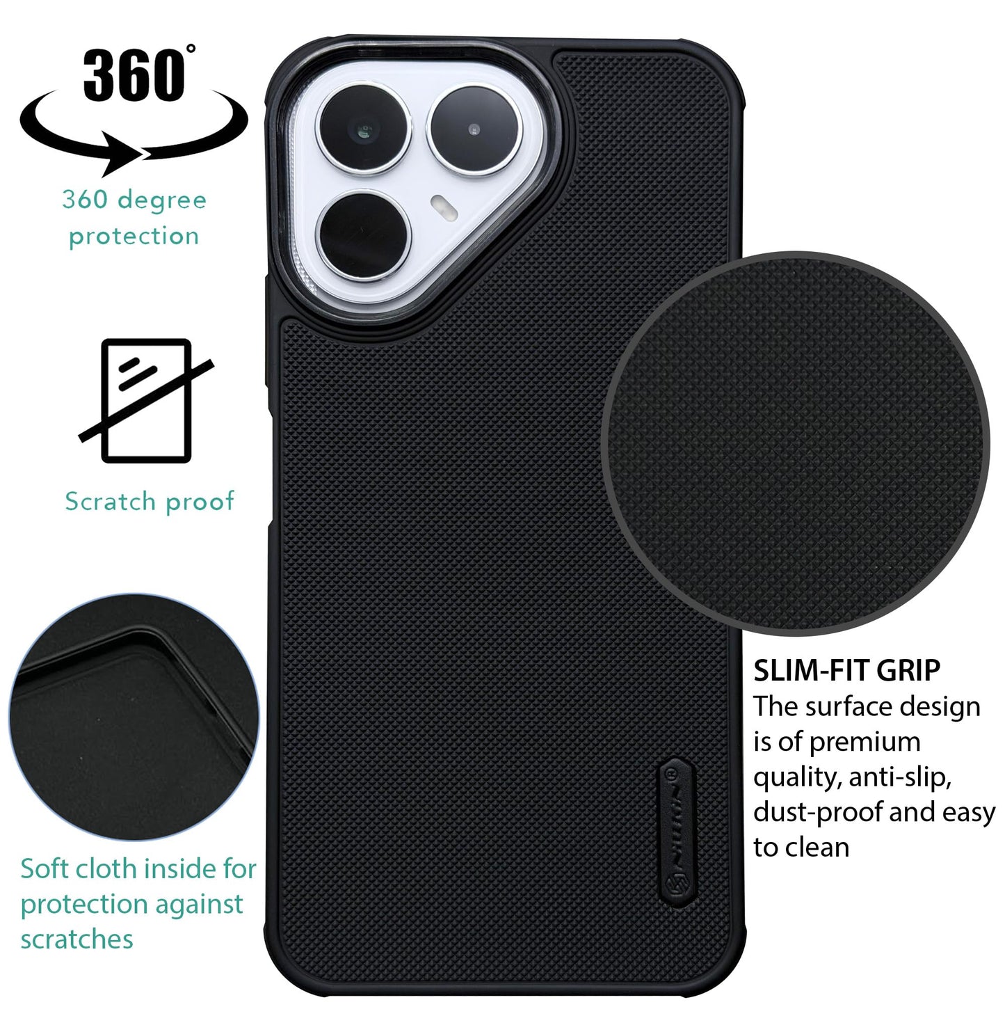 NIUKIN Super Frosted Dotted Case with Camera Ring for Tecno Pova 8
