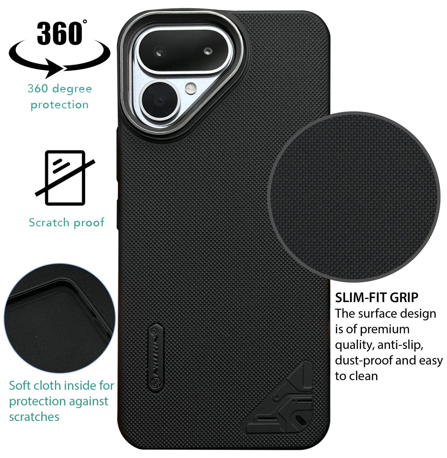 NIUKIN Super Frosted Dotted Case with Camera Ring for Tecno Pova Curve 2
