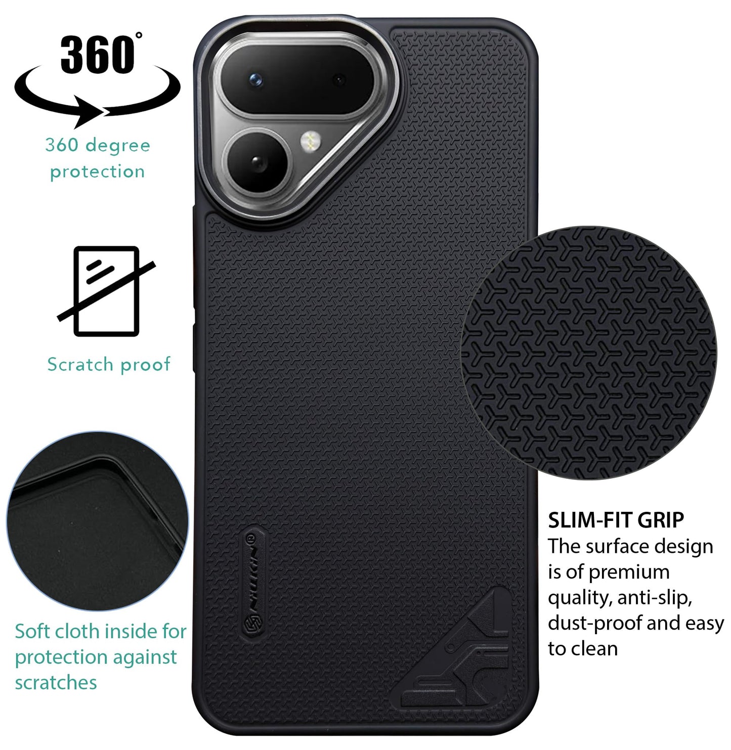 Niukin Grip Guard Back Case with Camera Ring for Tecno Pova curve 2