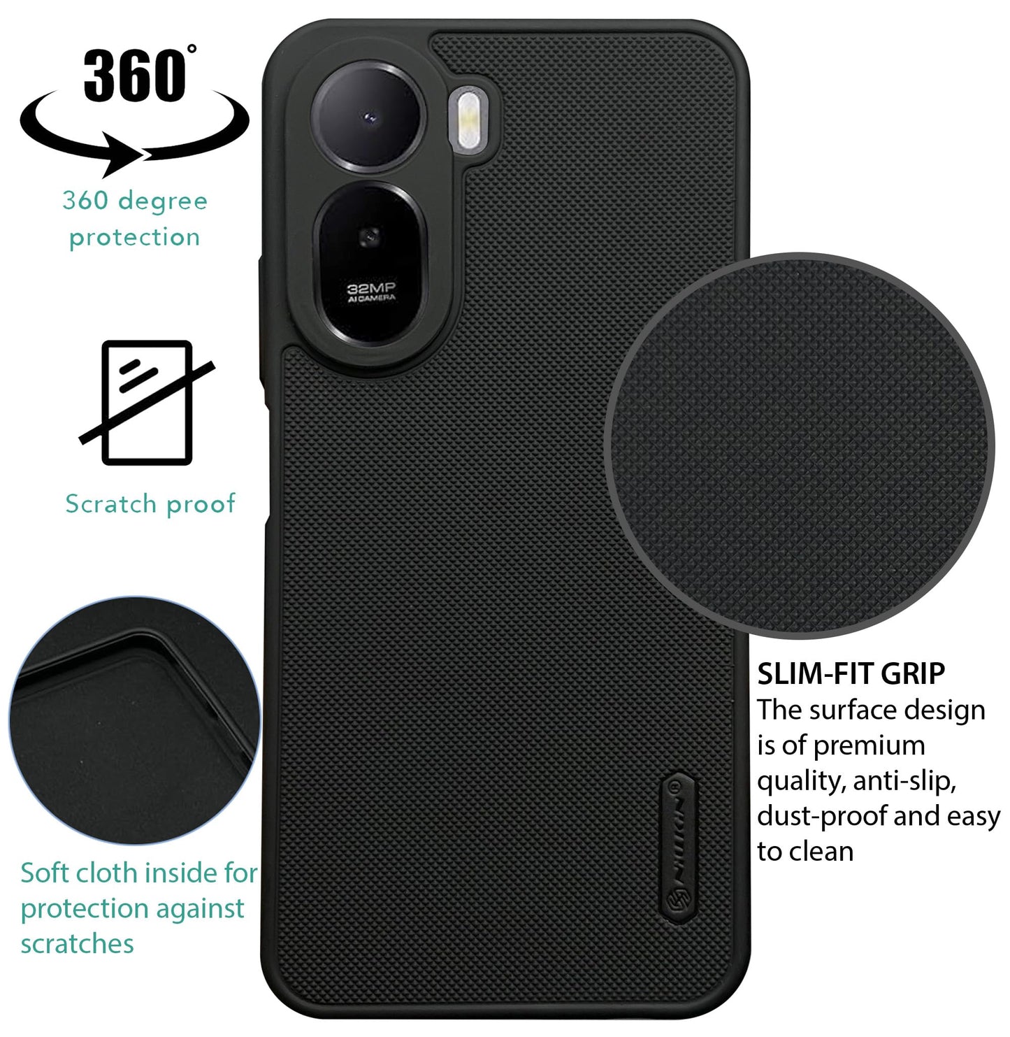 NIUKIN Super Frosted Dotted Case for Redmi A7 Pro
