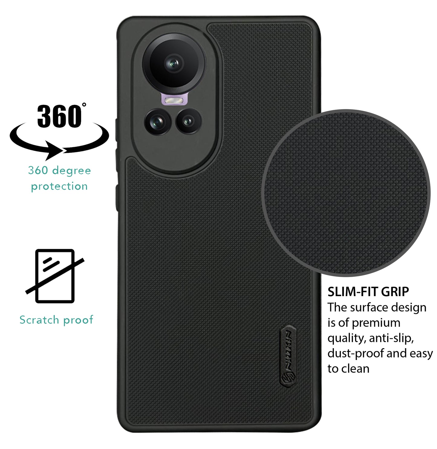 NIUKIN Super Frosted Dotted Case for Oppo Reno 10 Pro