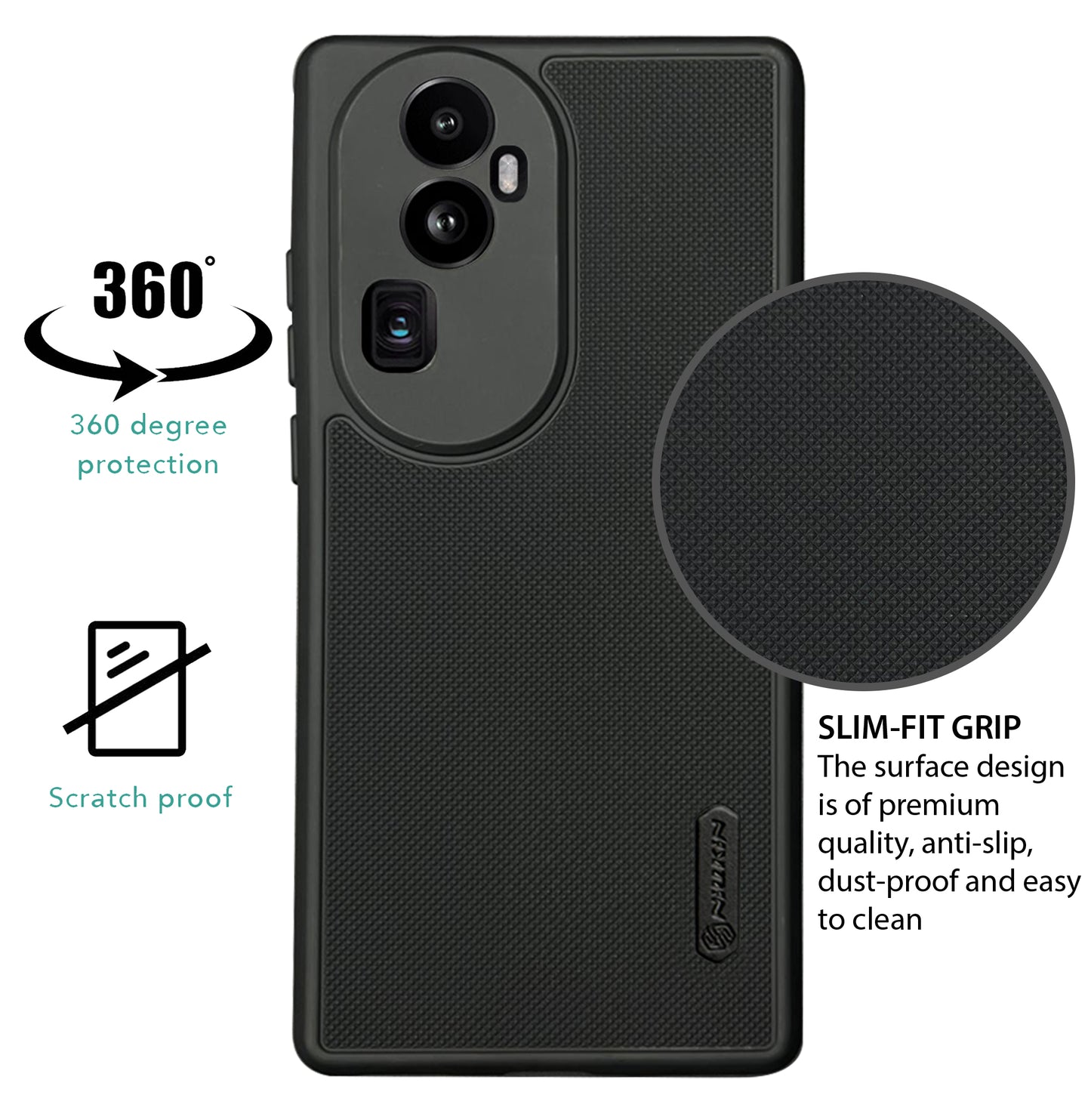 NIUKIN Super Frosted Dotted Case for Oppo Reno 10 Pro Plus