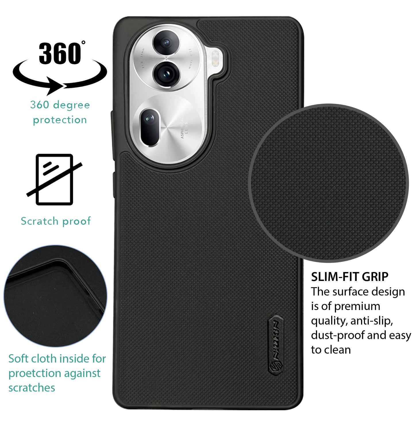 NIUKIN Super Frosted Dotted Case for Oppo Reno 11 Pro