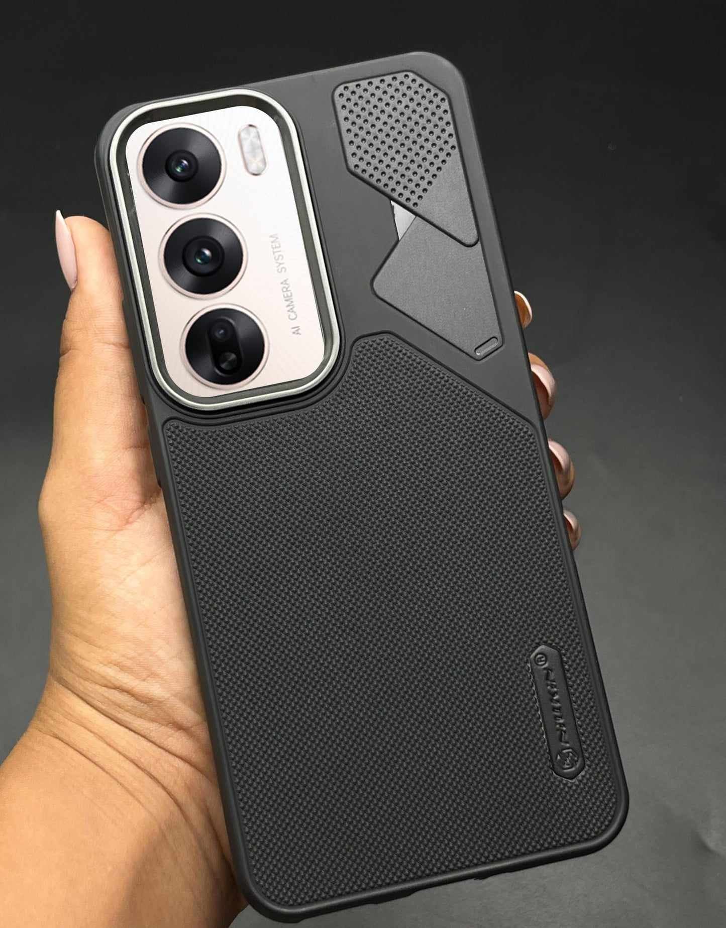NIUKIN Fancy Super Frosted Dotted Case with Camera Ring for Oppo Reno 12 Pro