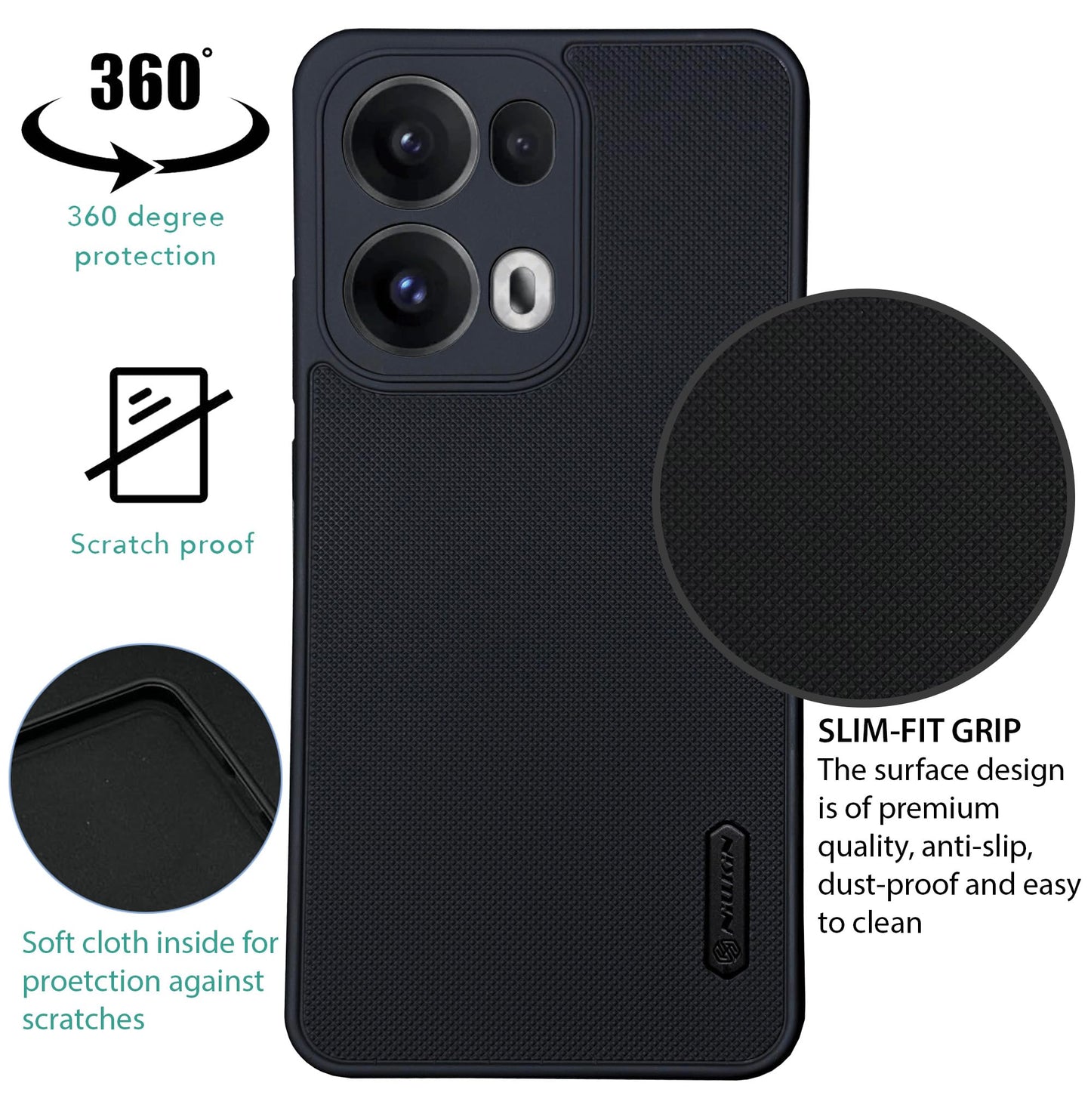 NIUKIN Super Frosted Dotted Case for Oppo Reno 13 Pro