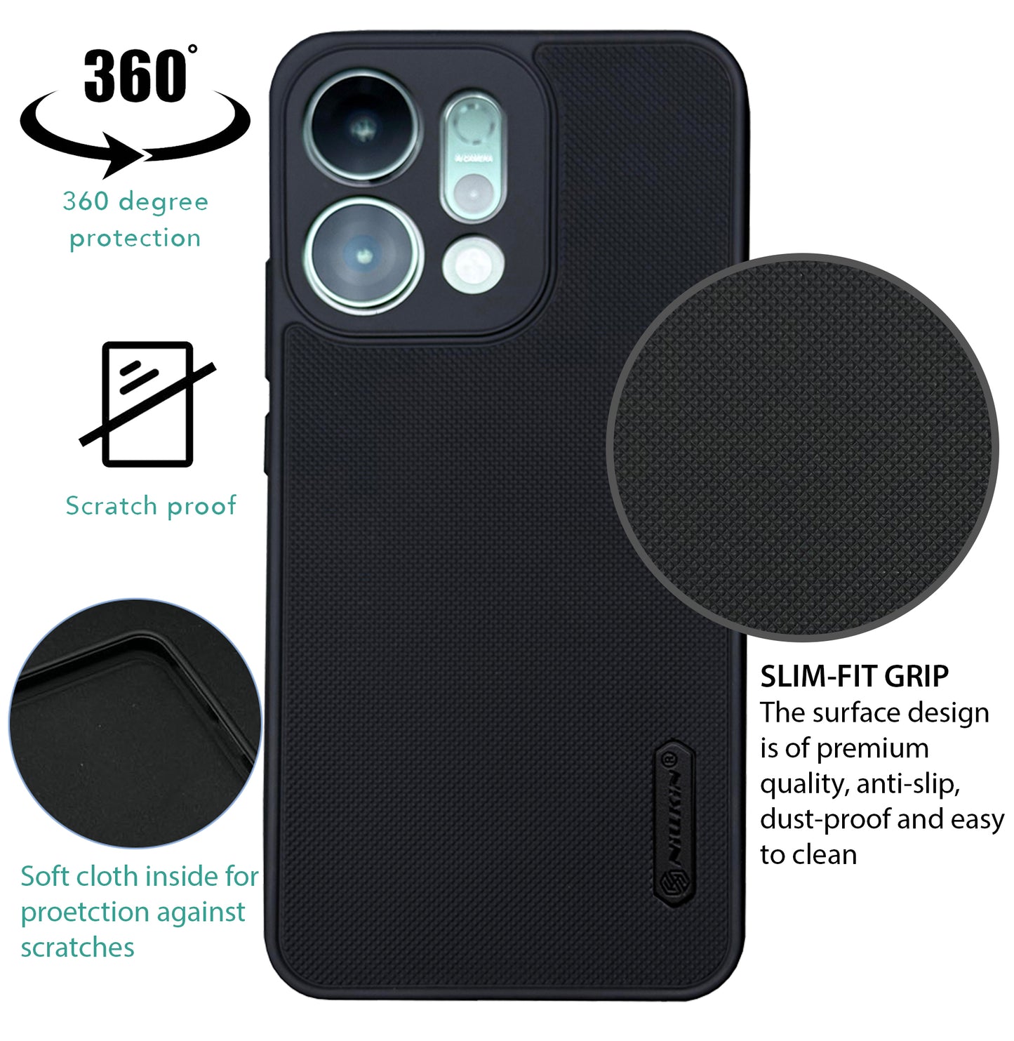 NIUKIN Super Frosted Dotted Case for Oppo Reno 14 Pro