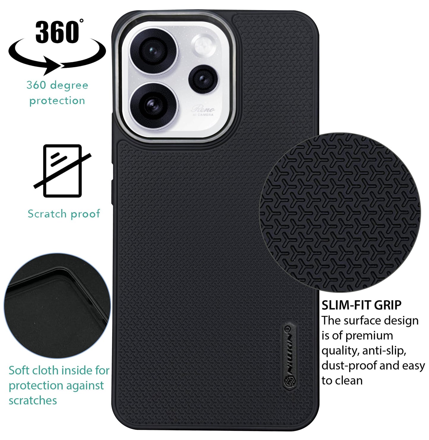 Niukin Grip Guard Back Case with Camera Ring for Oppo Reno 15