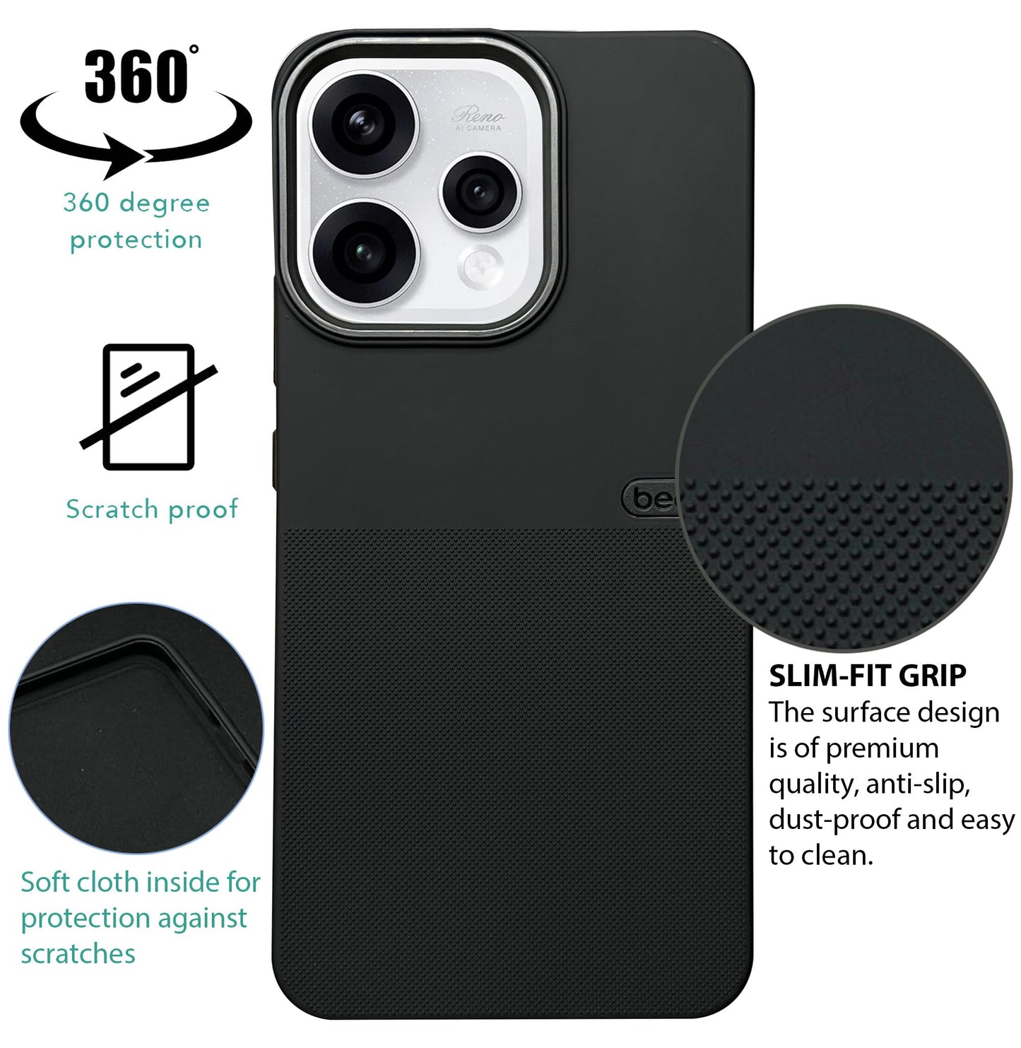 BEOTS Rugged back case with Camera Ring for Oppo Reno 15
