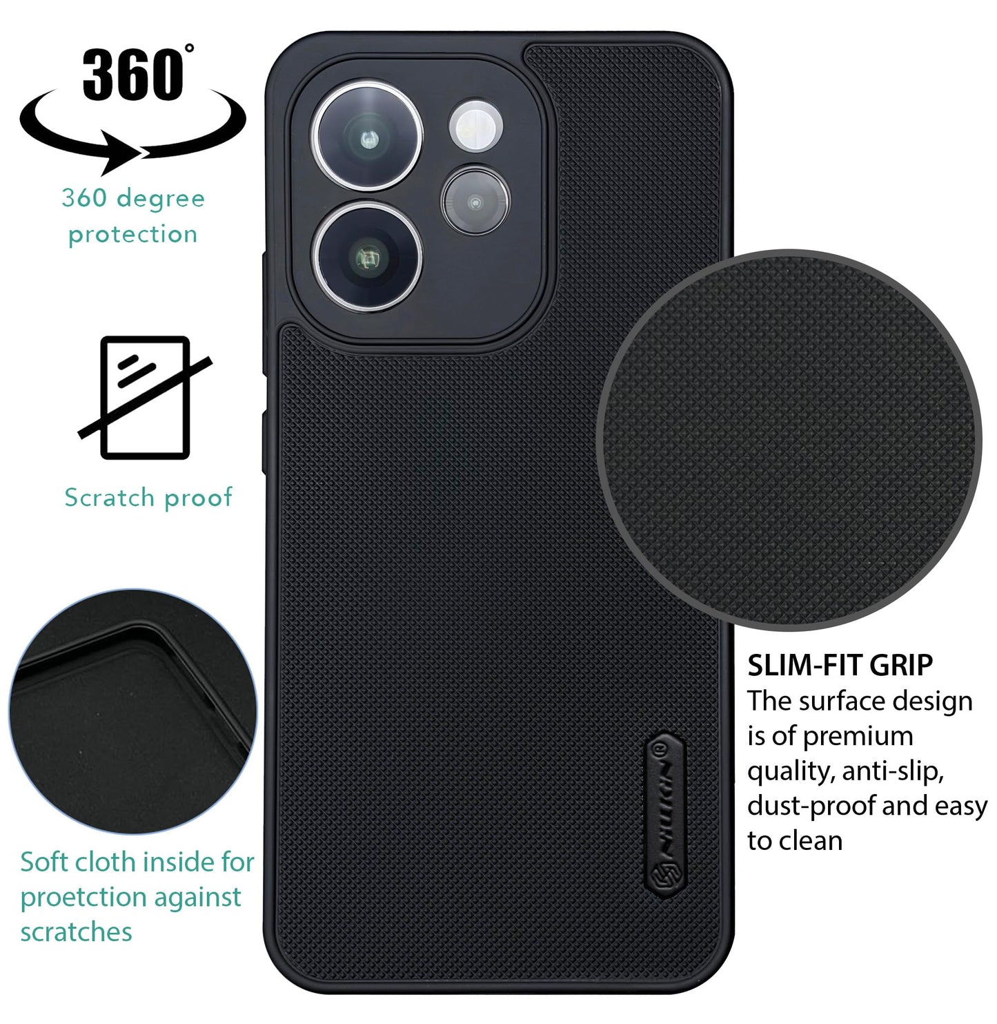 NIUKIN Super Frosted Dotted Case for Oppo Reno 15 Pro Mini