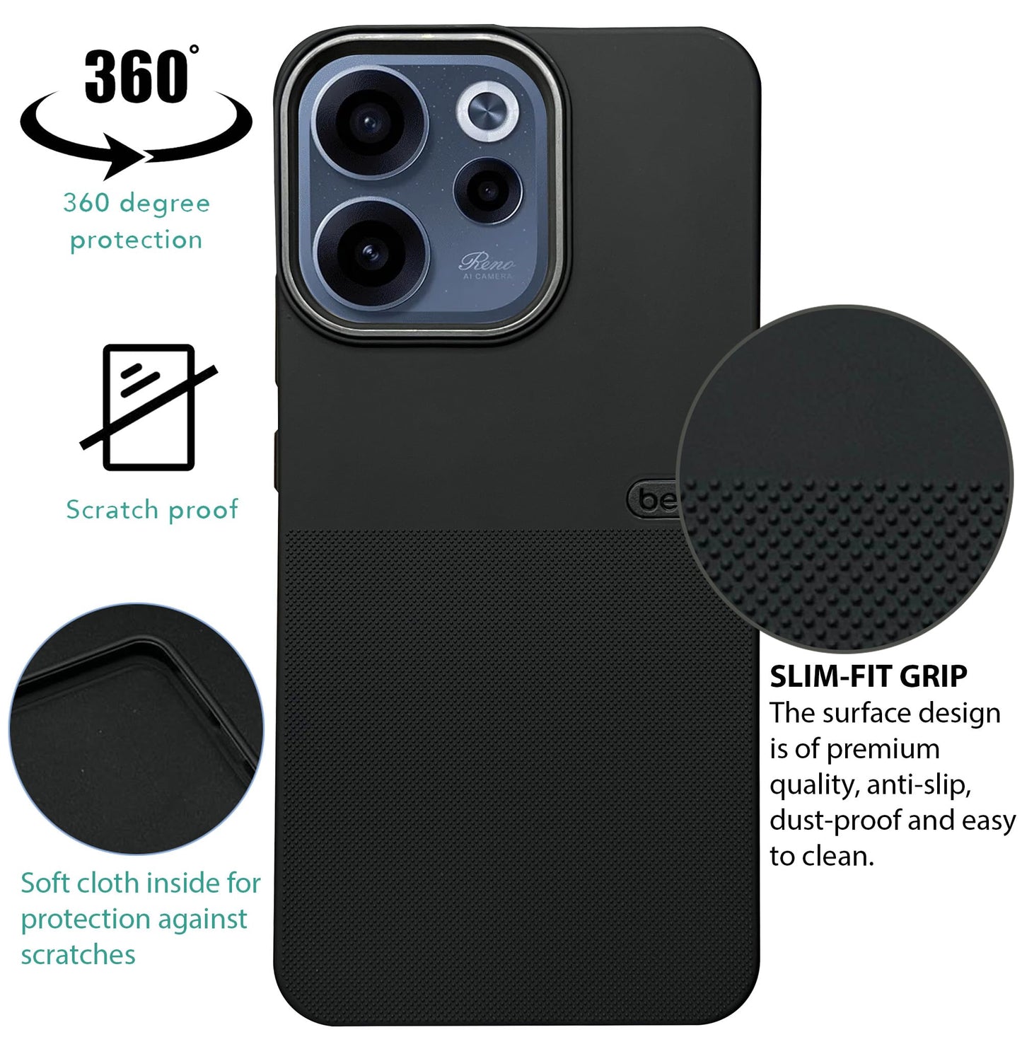 BEOTS Rugged back case with Camera Ring for Oppo Reno 15c